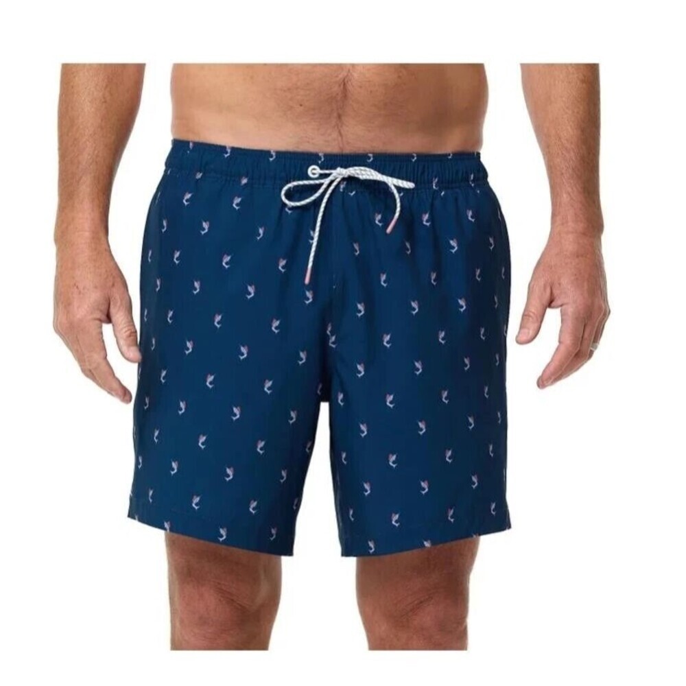 Bonobos Mens Swim Trunks XXL Lined Navy Marlin Print Board Shorts 7 In Inseam